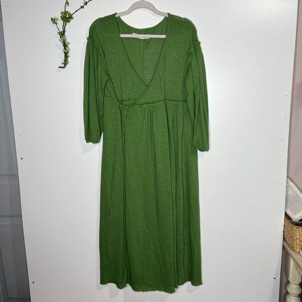 Free People Beach Green Wrap Long sleeve Maxi Dress